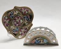 Салфетница и сервировочное блюдо фарфор Япония клеймо Улитка с домиком 2 предмета 