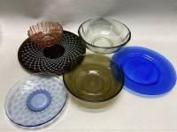 Набор посуды цветное стекло 6 предметов салатник, тарелка