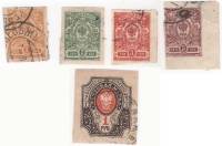 1917-140-142 144 152 Серия Набор марок 5 шт Россия Без ВЗ Верт МС Без перф   26 выпуск II Θ