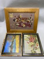 Картина интерерная 3 шт вышивка Гейши Виноград Пейзаж (озеро гора)