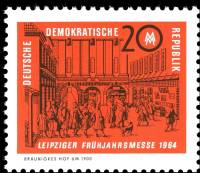 (1964-011) Марка Германия (ГДР) "Бруниджес-Ярд"    Ярмарка, Лейпциг III O
