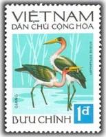 (1972-026) Марка Вьетнам "Индийский марабу"   Птицы II Θ