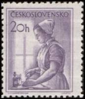 (1954-005) Марка Чехословакия "Медсестра"   Профессии (Стандартный выпуск) I Θ