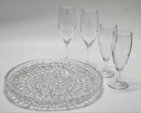 Блюдо и 4 бокала стекло 