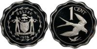 1976 Монета Белиз 1 цент Птица  Медь-Никель  UNC