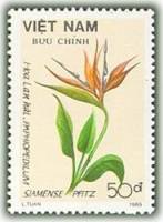 (1989-101a) Марка Вьетнам "Стрелиция королевская"  Без перфорации  Цветы III Θ