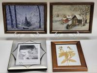 Картины Зима в деревне Церквушка зимний вечер (масло акрил) Гербарий Рамка для фото