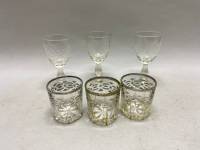 Рюмки стопки хрусталь стекло алмазная гравировка позолота, 6 шт