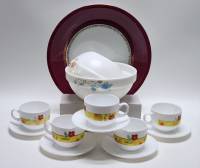 Блюдо фафор ГДР Салатники 2 шт и 5 чайных пар стеклокерамика