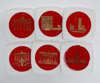 Подставки для кружек, 6 шт, пластик,10*10 см., ГДР (сост на фото)