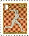 (1966-031) Марка Польша "Метание копья"   Чемпионат Европы по легкой атлетике II Θ