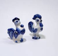 Статуэтки фигурки Петух и курица гжель