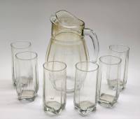 Графин кувшин и 6 стаканов современных граненых стекло
