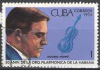 (1974-047) Марка Куба "А. Момпо, виолончель"    50 лет Филармоническому оркестру Гаваны III O