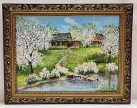 Картина Зацвела Вишня Петрова А. Г. масло холст красивая рама 48х38 см