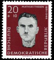 (1960-022) Марка Германия (ГДР) "Матиас Тесен"    Герои сопротивления II Θ