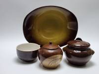 Блюдо сахарница горшочек и пиала обливная керамика