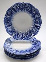 Тарелки десертные 5 шт бело-синие фаянс СССР