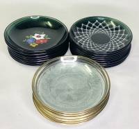 Блюдце цветное стекло 10 см 20 шт 3 вида дизайна