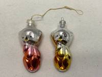 Елочная игрушка мишка стекло СССР, 2 шт