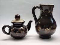 Кувшин с ручкой и чайник заварочный обливная керамика СССР
