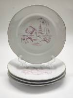 Тарелки десертные 4 шт фарфор ГДР Ostthüringer Porzellanwerke Könitz 1950-е винтаж Пагода