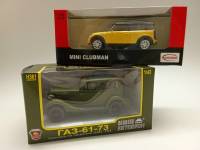 Модели авто 1:43 2 шт Mini cooper clubman Rastar и ГАЗ 61 73 Наш автопром в коробке