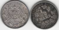 1906G Монета Германия Пруссия 1/2 марки  Серебро Ag 900  XF