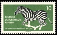 (1961-019) Марка Германия (ГДР) "Зебра"    Зоопарк, Дрезден II Θ