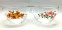Салатники, стекло, рисунок цветы, 2 штуки