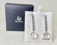 Серьги гвоздики Preciosa хрусталь Чехия в подарочной коробке 