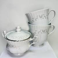 Большие чайные чашки и сахарница Богемия Чехия Czech Gold Hands 3 предмета