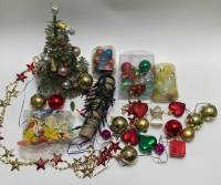 Ёлочные игрушки + мини ёлка + гирлянда (рабочая)