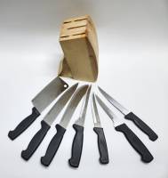 Набор стальных кухонных ножей 7 шт с деревянной подставкой