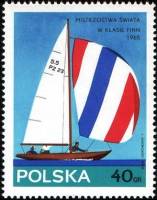 (1965-028) Марка Польша "Класс 5,5м"   Чемпионат мира по парусному спорту III Θ