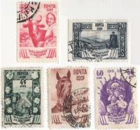 1939-23 25 28-30 Серия Набор марок 5 шт СССР  Сельхозяйственная выставка II Θ