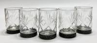 Рюмки стопки, хрусталь, металл, СССР, 5 шт
