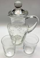 Графин + 2 стакана СССР стекло алмазная резка