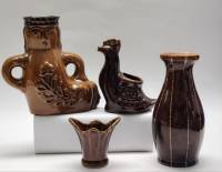 Вазы салфетницы 4 шт обливная керамика СССР курочка русалка 