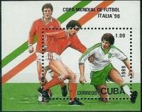 (1989-025) Блок марок  Куба "Футбол"    ЧМ по футболу 1990 Италия III Θ