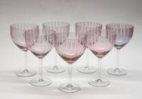 Бокалы на ножке фужеры 7 шт розовое марганцевое цветное стекло СССР винтаж ретро 1960-е