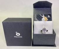 Кольцо серебрение 925 пр 8,6 гр цирконий 17 мм Preciosa Чехия в подарочной коробке