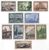1947-061-75 Серия Набор марок 10 шт СССР Виды города  800 лет Москве II O