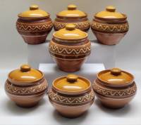 Горшки для запекания скрышками 7 штук глина керамика СССР