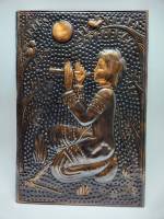 Панно настенное Пастух с флейтой чеканка 29 х 43 см СССР