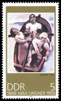 (1988-082) Марка Германия (ГДР) "В лодке"    Макс Лингнер II Θ