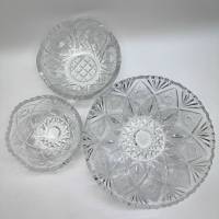 Набор салатников для праздничной сервировки хрусталь СССР винтаж 3 штуки
