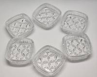 Розетки блюдца вазочки креманки квадратные 6 штук хрусталь СССР 11 х 11 см