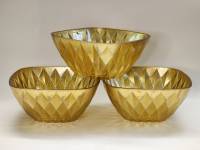 Салатники 3 шт стекло золотой цвет узор - ромбы