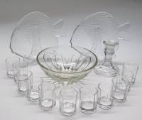 Салатник блюдо рыба подсвечник 11 граненых стопок стекло (15 предметов)